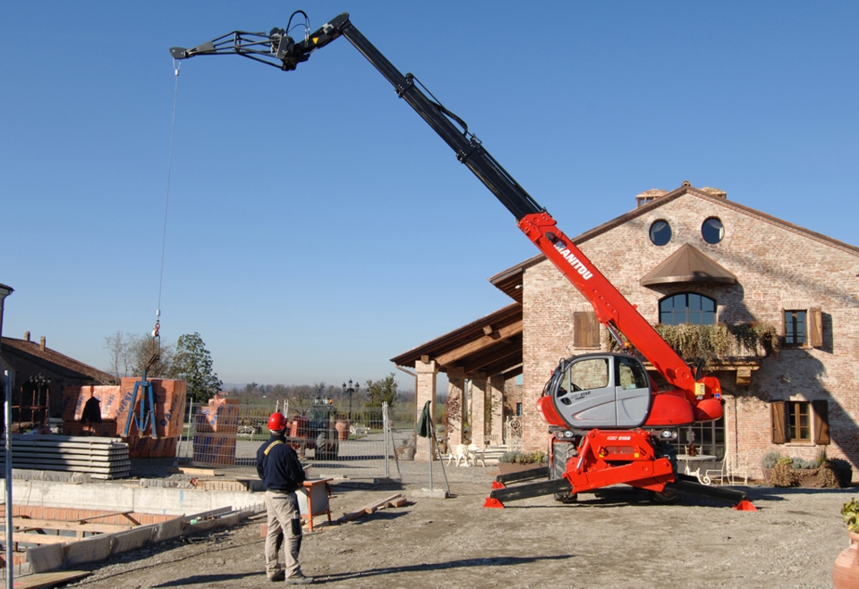 Rotated telescopic handler manitou hire